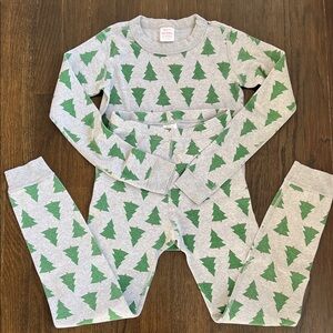 Green Christmas Tree Print Kids Pajamas Set